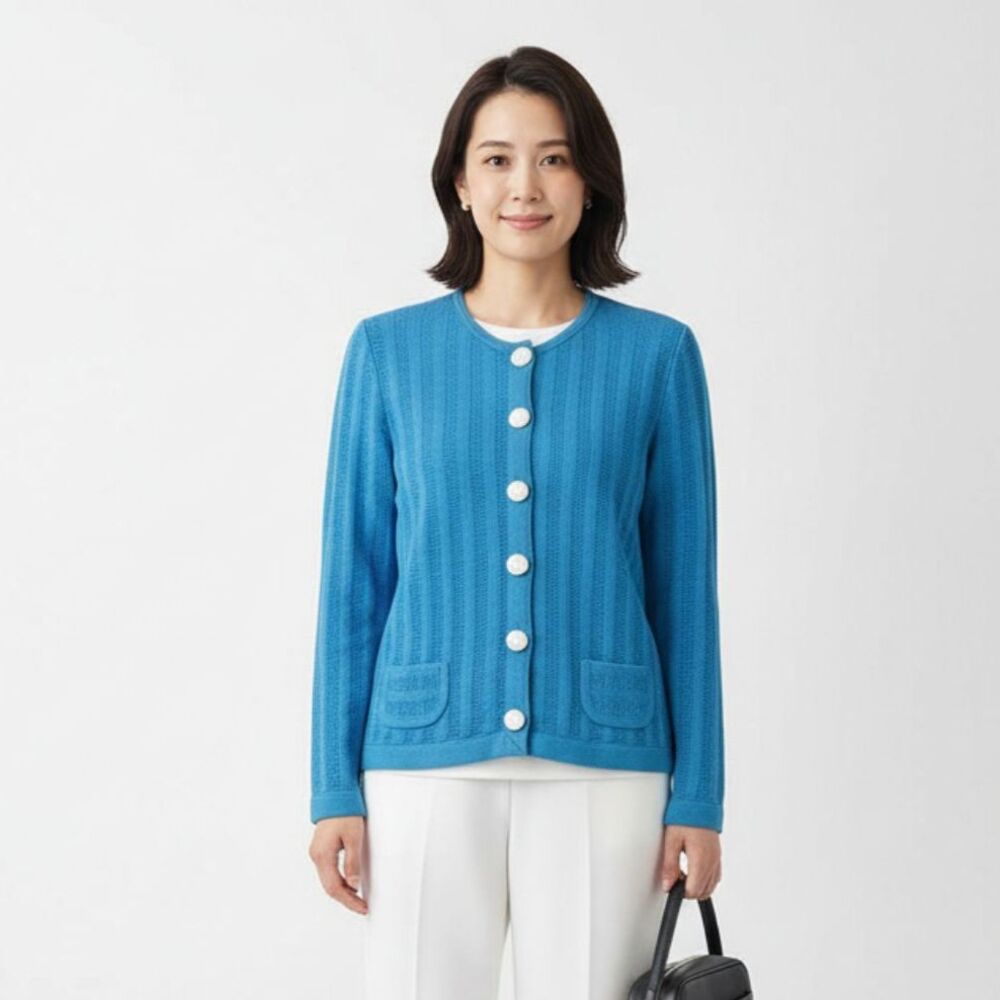 Castleberry Blue Knit Button Cardigan Long Sleeve Sweater M